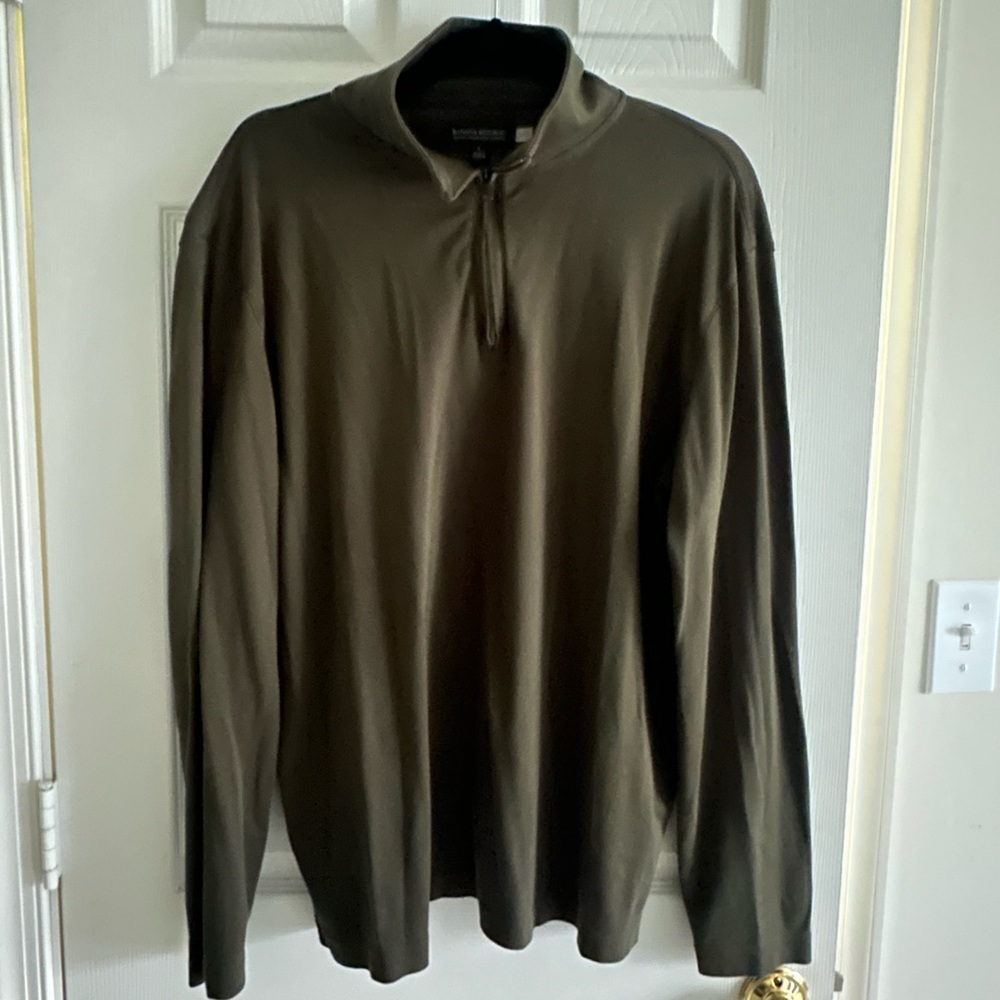 Banana Republic luxury touch performance is quarter zip‎ green
